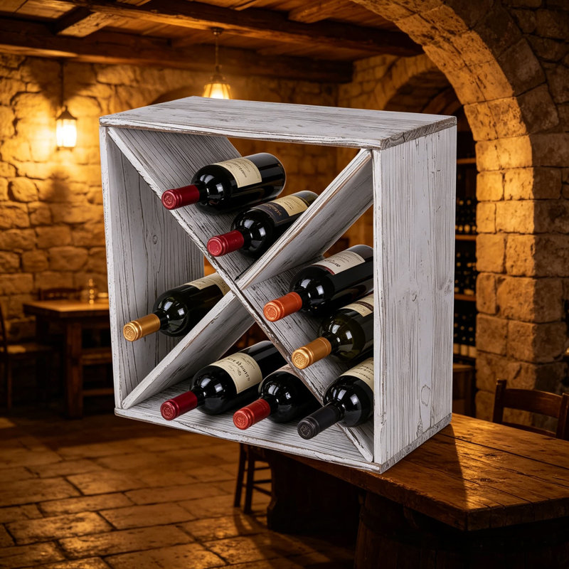 Support à vin empilable en bois pour comptoir ou plancher - conception de cube rustique pouvant contenir 24 bouteilles, assemblage facile avec la quincaillerie incluse