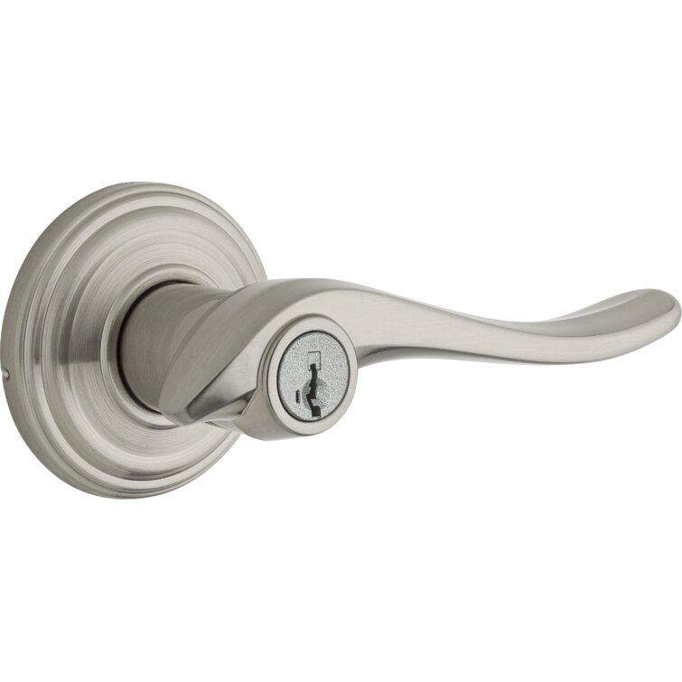 Linkaa Door Lever Door Handles Square Shape, Stain Nickel Finish