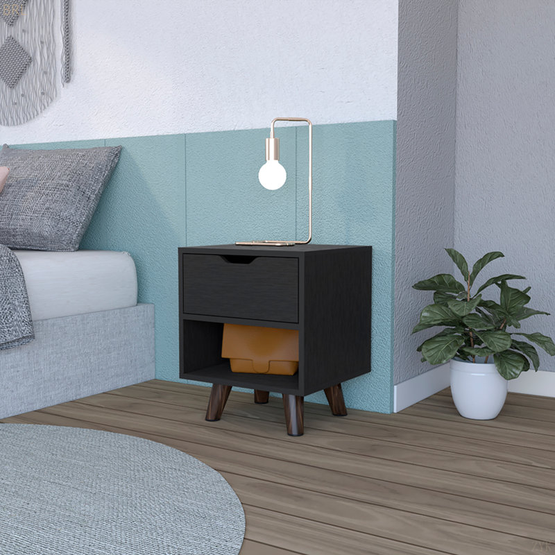 Table de chevet Carleen, Chambre, Noir