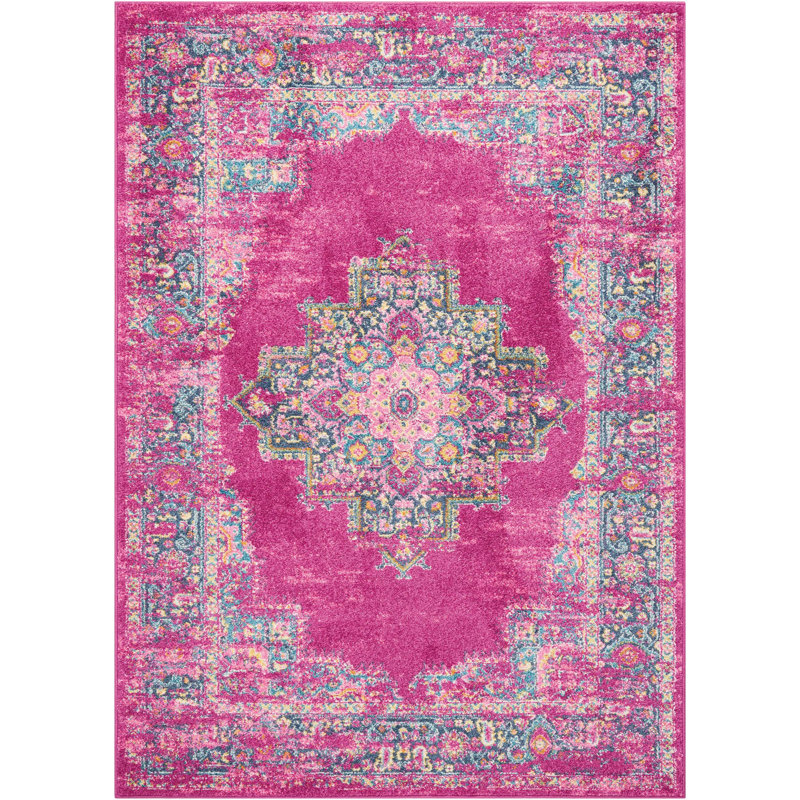 Tapis rose traditionnel Augusta, Rectangle 6 pi 7 po x 9 pi 6 po
