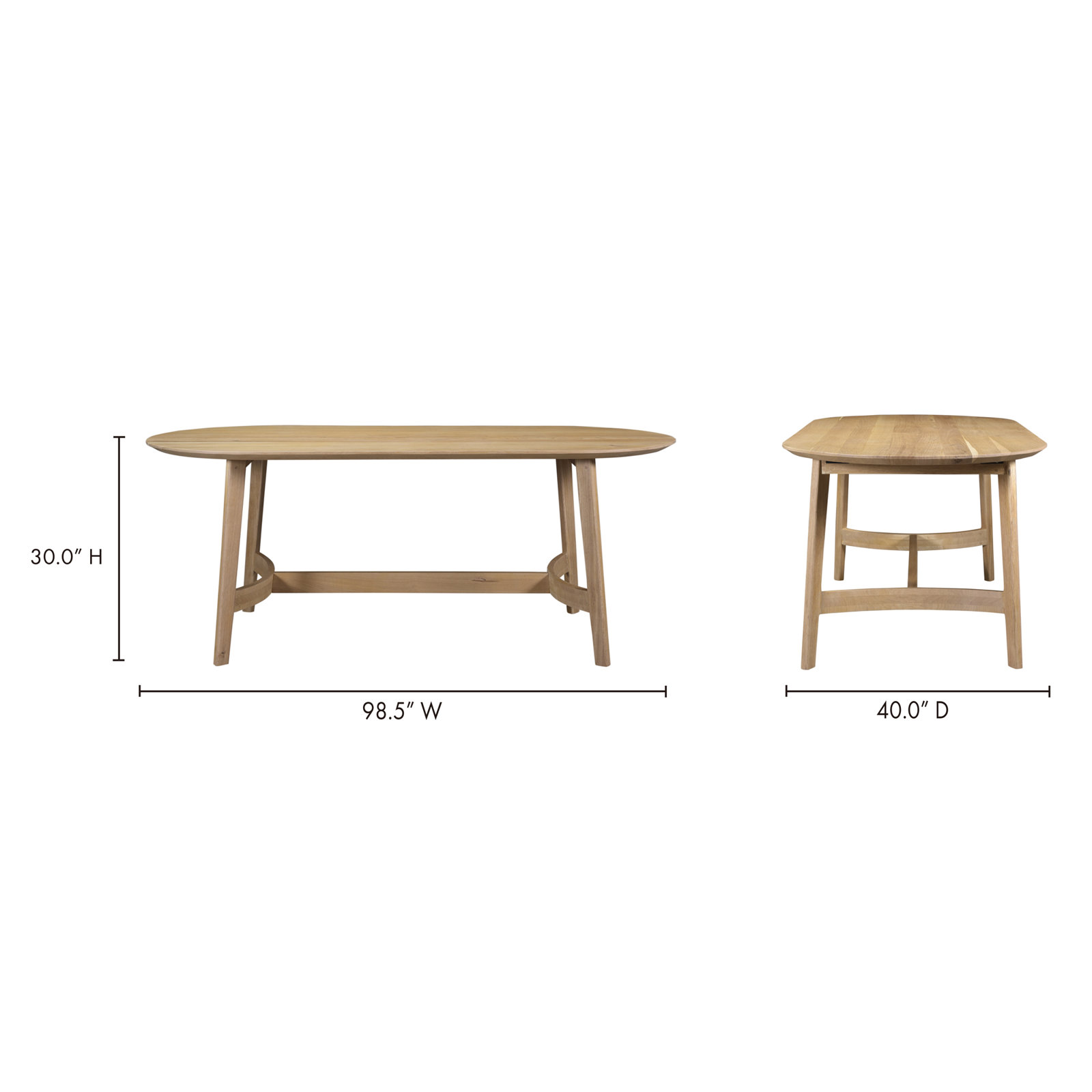 Signa Solid Oak Dining Table, 40" W x 98.5" L, Natural