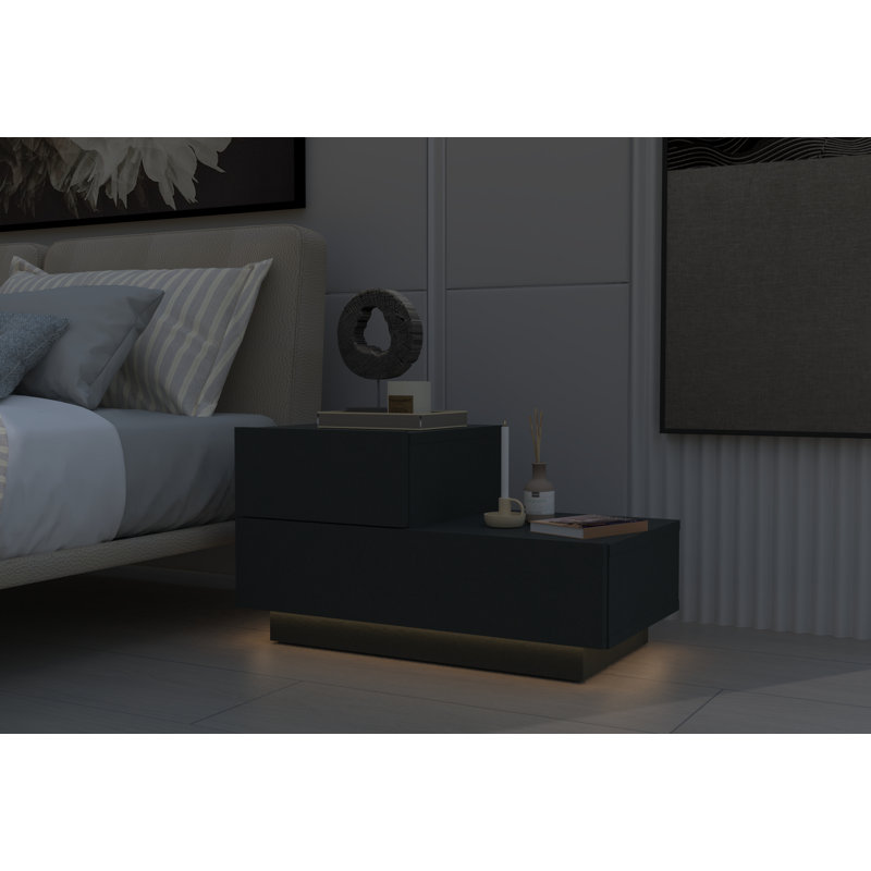 70cm W Manufactured Wood Bedside Table, Anthracite