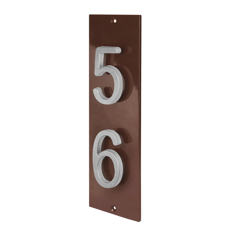 Plaque d'adresse verticale flottante en aluminium Royal Shade - numéros de maison à 2 chiffres personnalisés pour les espaces intérieurs et extérieurs
