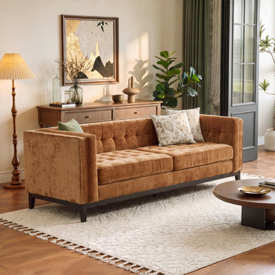 Fellman 91" W Tufted Sofa with Square Arms