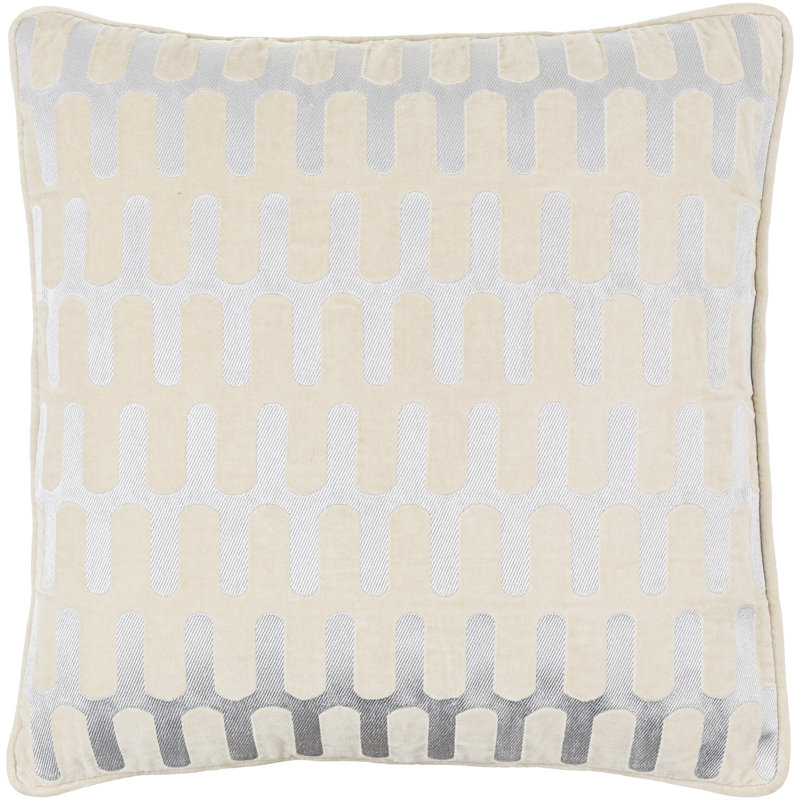 Coussin décoratif en coton Geometric, 22 po x 22 po, Duvet, Crème