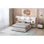 Lit plateforme tapissier en velours avec prises de courant, ports USB, oreiller et tablettes Daxton-1004813014