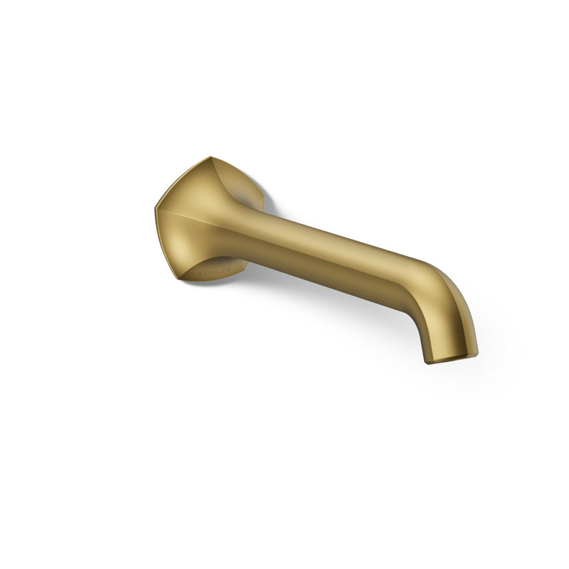 Occasion Sink Spout with Straight Design Wall Mount Bathroom Faucet with Drain Assembly, Vibrant Brushed Moderne Brass