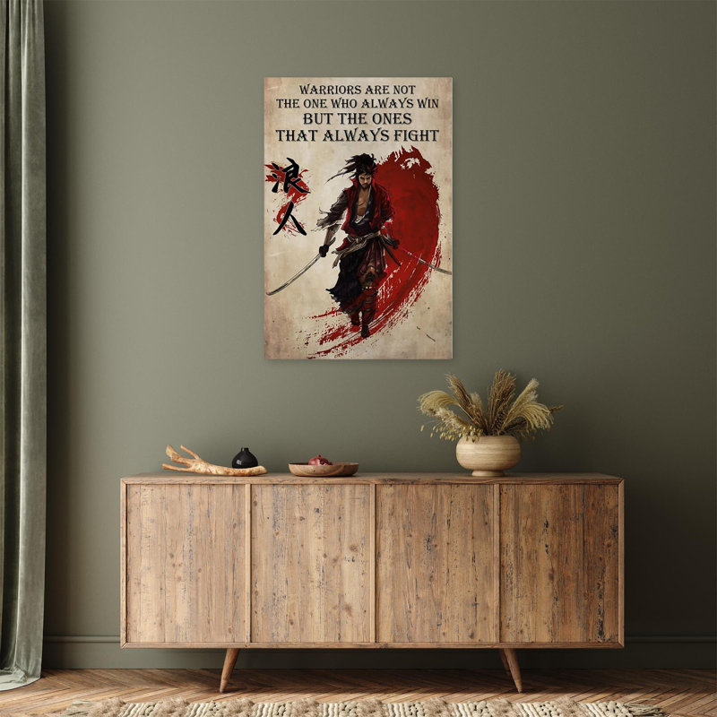 «Samurai Warrior Is the One Who Always Fight», impression sur toile tendue, H 14 po x l 11 po x P 1,25 po
