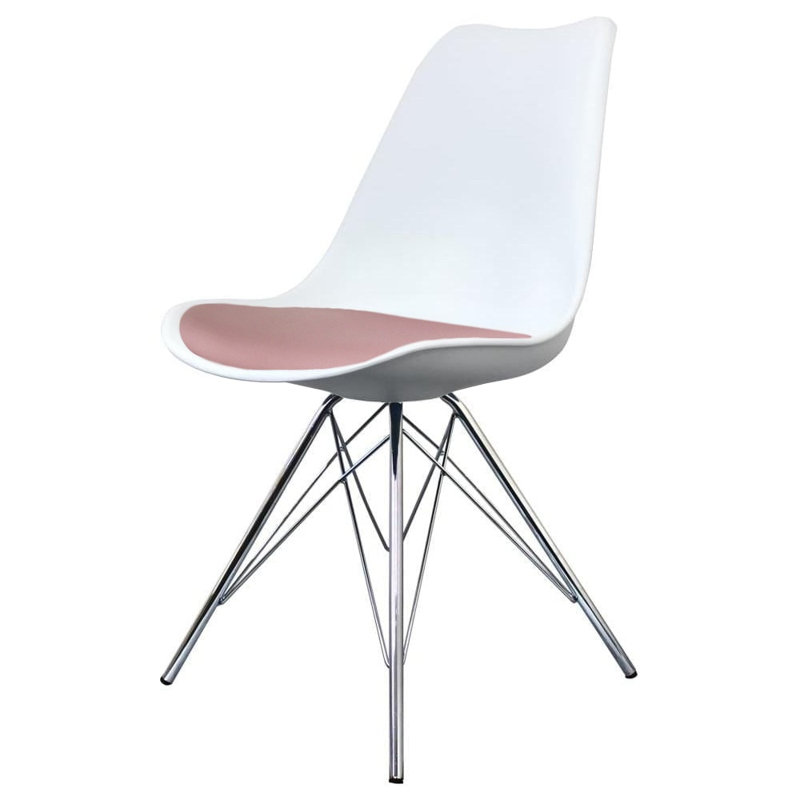 Topeka 45cm H Upholstered Side Chair, White/Pink