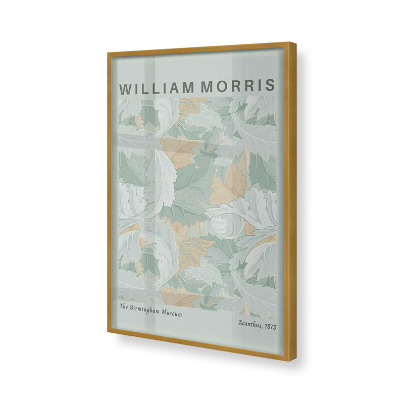 «Soft Soft Acanthus» par William Morris, reproduction, H 25,25 po x l 19,25 po, Cadre doré, Bleu