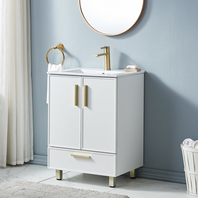 Moncerrat 24'' White Modern Free-standing Single Bathroom Vanity Set