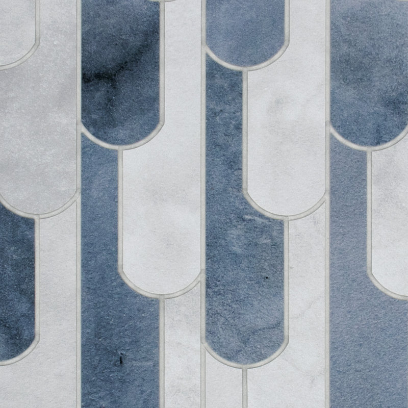 Carreau de mosaïque 12,5 po x 11,2 po, Ciment bleu