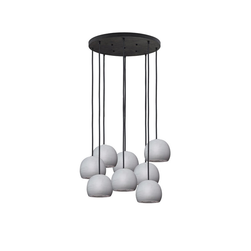 8 - Light Dimmable Dome Chandelier, 60" H x 24" W x 24" D, Black, Matte Gray/Silver