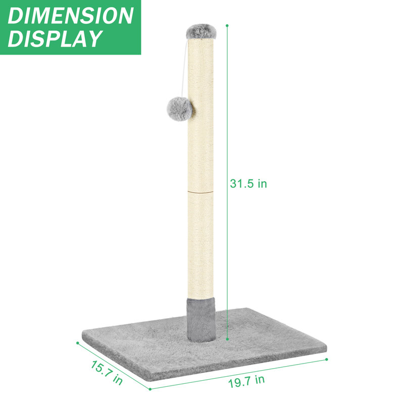 Alena Scratching Post, Light Gray, 31.5" H x 19.7" W x 15.7" D