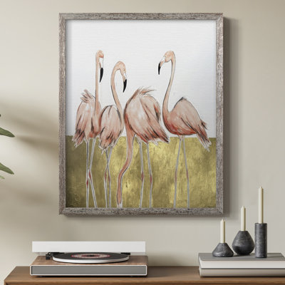 Flamingo Flock I Framed Print - Solid Wood