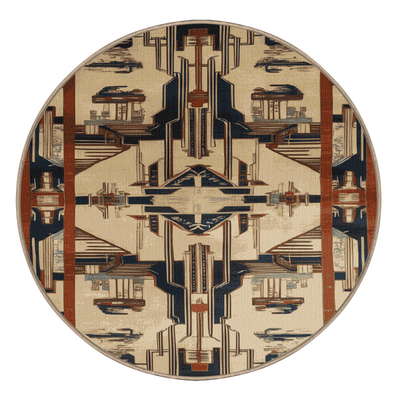 Tapis art déco brun lavable à la machine, Tapis de couloir 2 pi x 4 pi