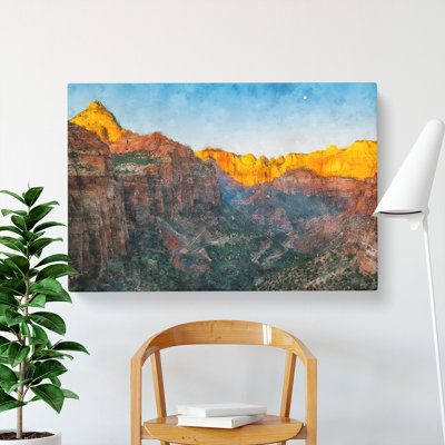 Moon Over The Canyon - Wrapped Canvas