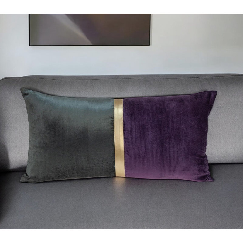 Coussin 12 "X 24", Or noir et bleu