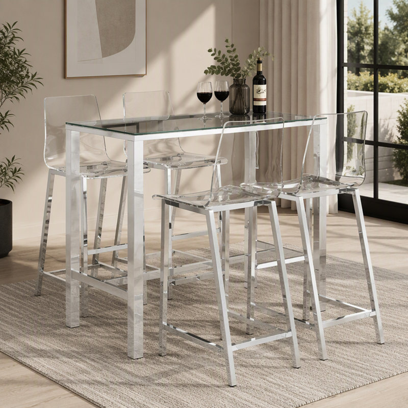 Chrome and Clear 5-Piece Bar Set