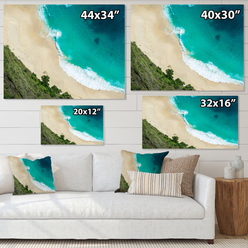 Vue aérienne de la plage tropicale VI - reproduction sur toile, H 24 po x l 32 po, Toile tendue