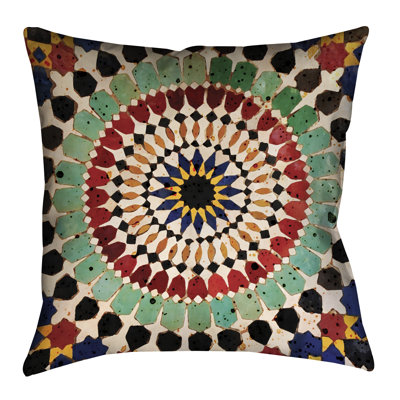 Mosaic Tile Outdoor Reversible Throw Pillow