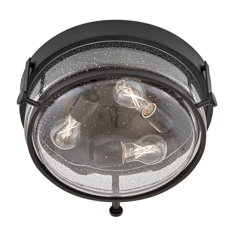 Harper 3-Light Flush Mount Retro Ceiling Light, Black
