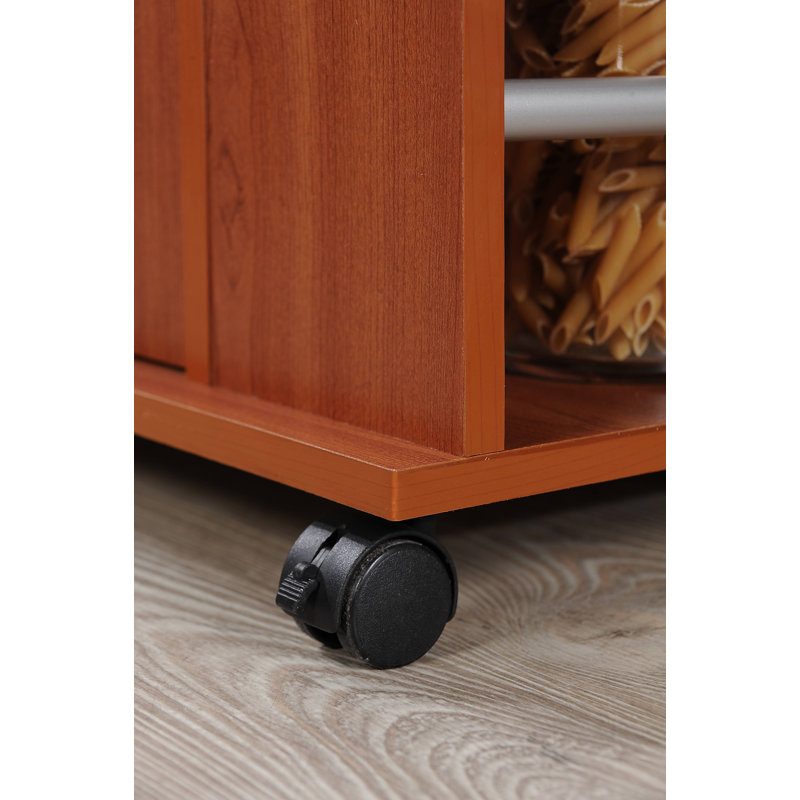 Kamal Wood Kitchen Cart, Cherry