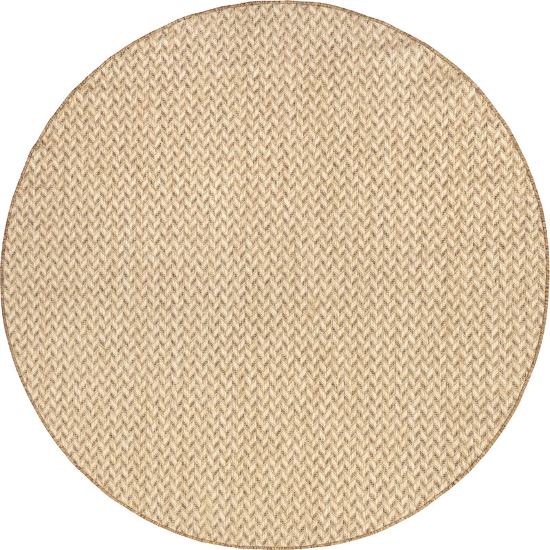 Tapis d'intérieur / extérieur Malaya, Rond 6 pi 7 po, Brun/brun clair