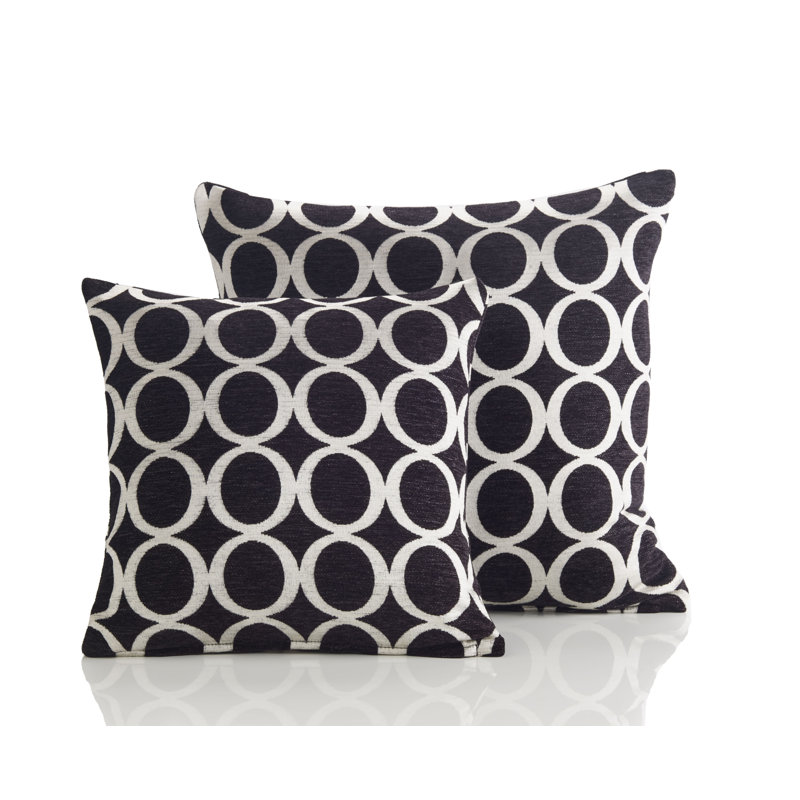 Broward Feathers Geometric Cushion with Filling, Black, 45cm H x 45cm W x 15cm D