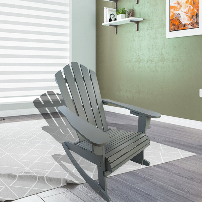 Chaise d'extérieur inclinable grise - Confortable et élégante, polyvalente pour la cour arrière, en bois massif, avec un support de poids de 250 lb, incluant un support à bascule