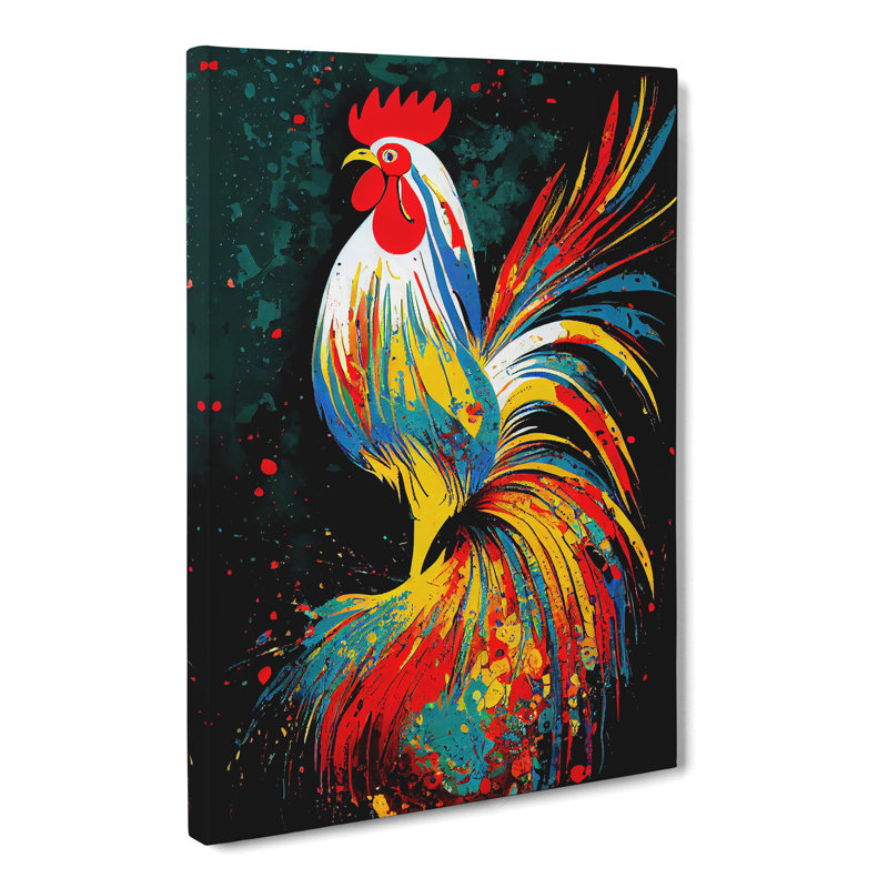 Solvang Rooster Splatter Vol.1 - Wrapped Canvas, 76cm H x 50cm W x 3cm D