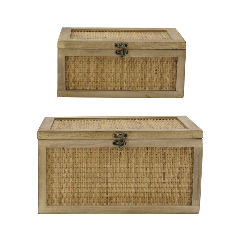 S/2 Wood Box L:12x7.5x6" S:10x5.5x4.5"