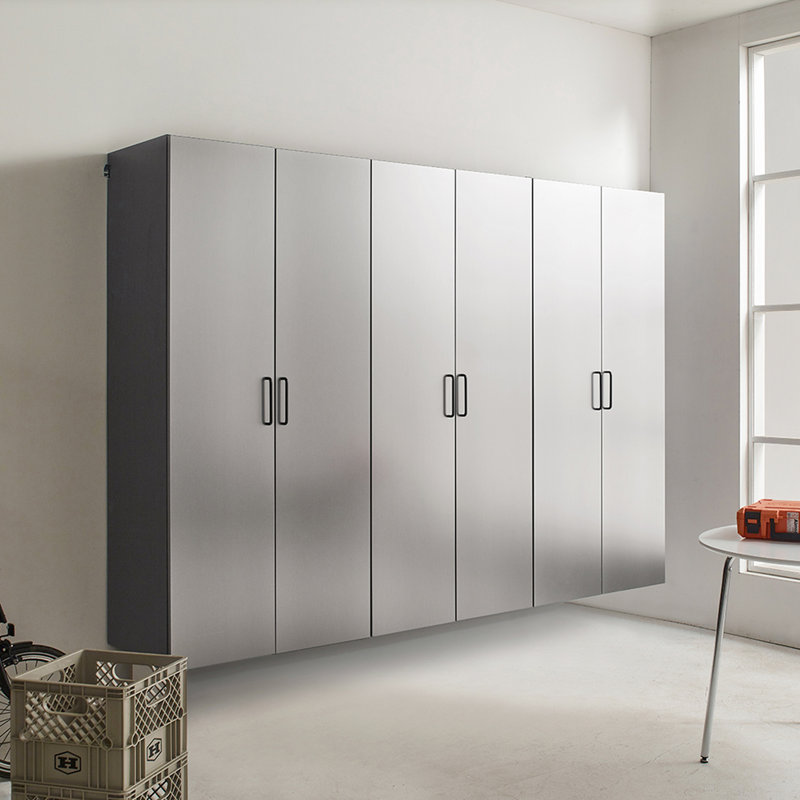 Contemporary Style Garage Cabinet D  3  - 93.28 In. Wide, 77.77 Tall, Metallic Grey Finish, Feature, Water And Heat Proof, Thick Edge, E0-Grade Material, Shelf Device, Heavy-Duty Bracket 96 W X 79 H