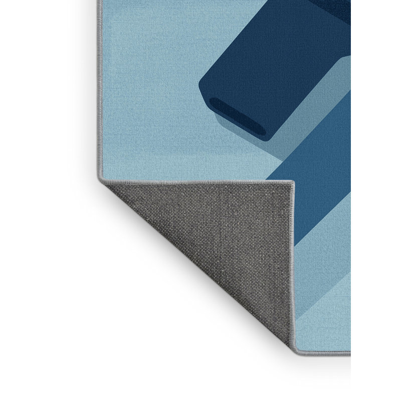 Tapis bleu moelleux doux et moelleux à motif d'arbitre sifflet - Reliure bleu ciel, 4 x 6
