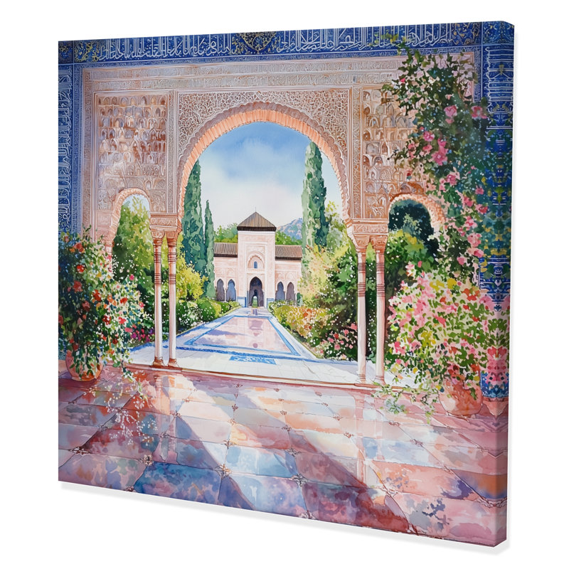 Été, Alhambra, rêves, Grenade, Espagne I - Espagne, art mural, H 16 po x l 16 po, Toile tendue, Ne s’applique pas