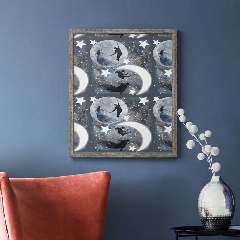 Celestial Love Collection E Premium Framed Canvas - Ready to Hang, Distressed Silver, 20" H x 16" W