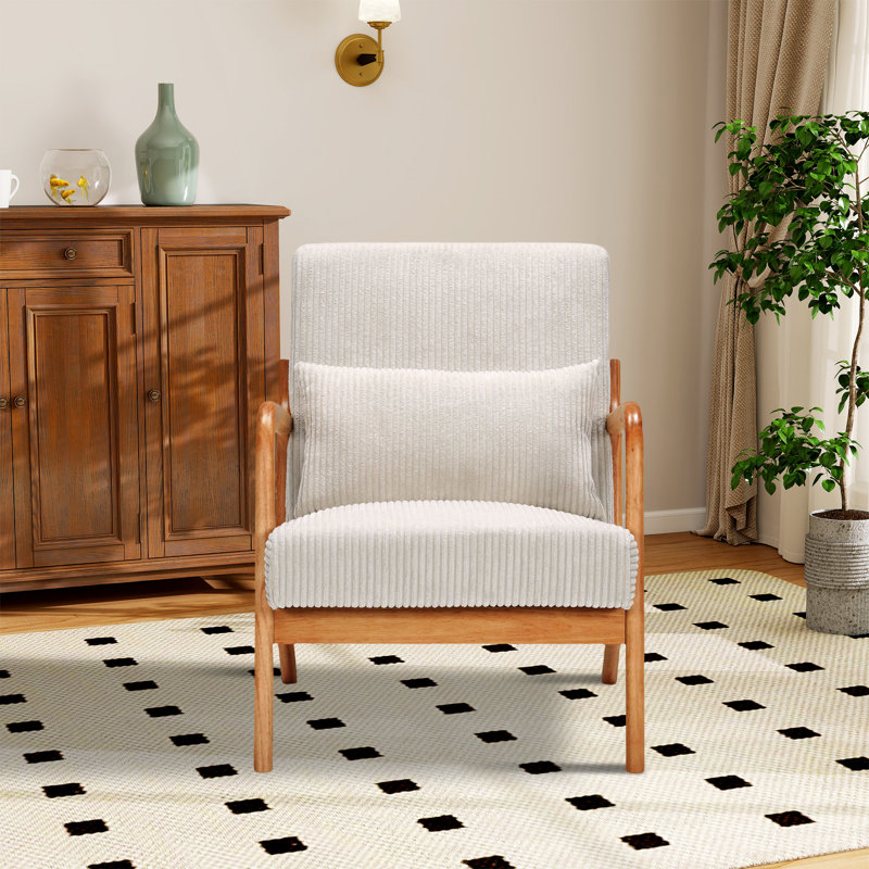 Chaise d'appoint rembourrée avec coussin lombaire, Polyester beige