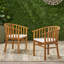 Chaises de salle à manger d'extérieur en bois avec coussins, ensemble de 2, crème, finition teck