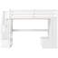 Lit mezzanine double avec bureau, tablettes, 2 tiroirs intégrés et escalier de rangement pratique et polyvalent
