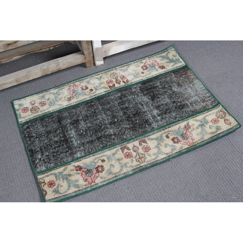 Vintage Small Beige Wool Turkish Patchwork Oushak Rug Perfect For Entryways or Dorm Floors and Cute Custom Door Mats