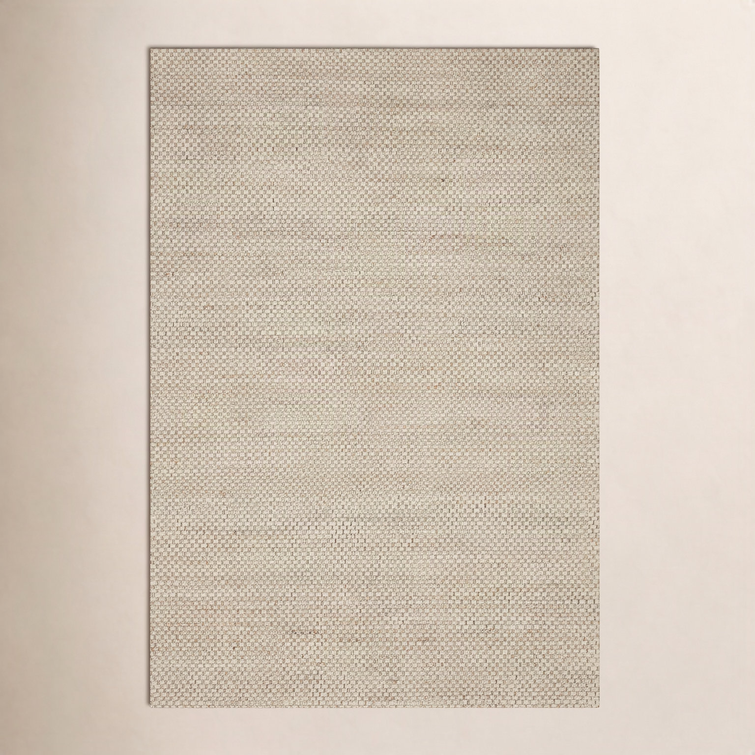 Abisai Beige Hand-Woven Checkered Jute Rug, Rectangle 9'3" x 13'