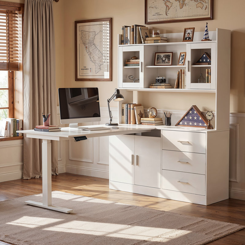 Bureau d'ordinateur élévateur avec bibliothèque l 68,5 po