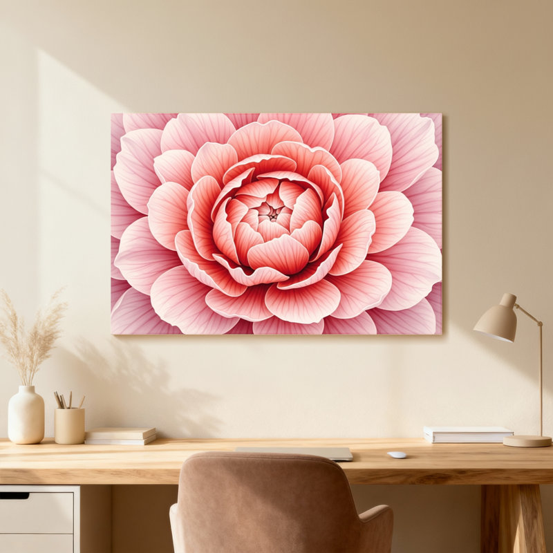 Plantes et fleurs, rose, motif floral, H 16 po x l 24 po, Toile tendue, Ne s’applique pas