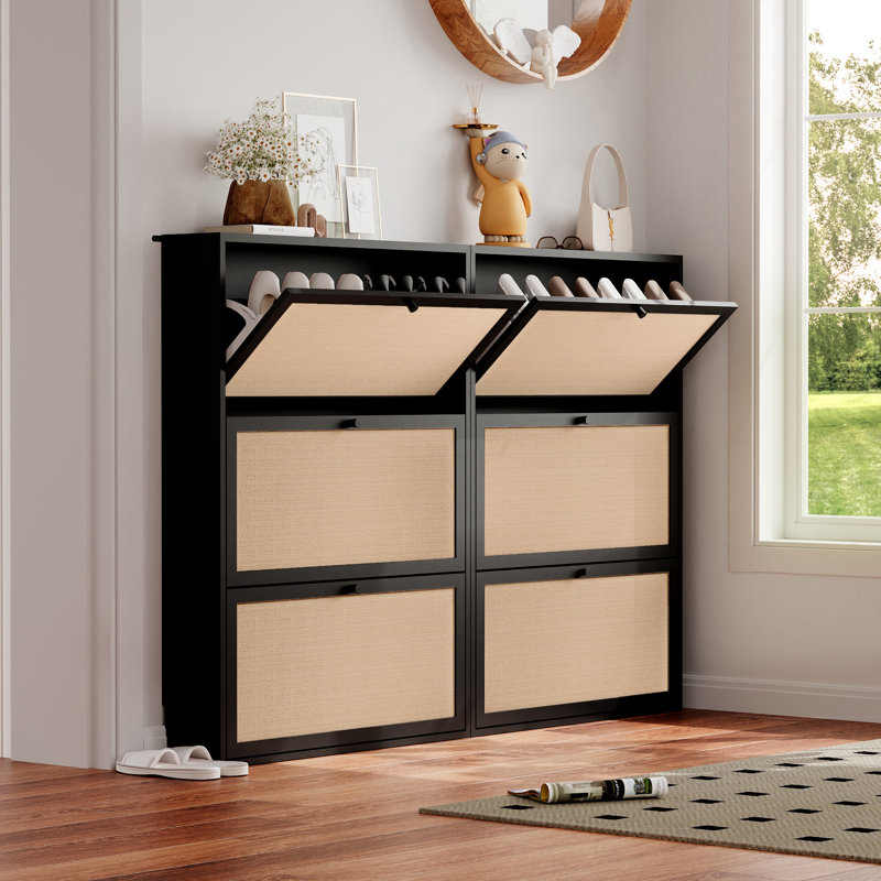 24 Pair Shoe Storage Cabinet, Black