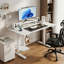 Bureau debout ergonomique électrique 55 "avec contremarche pour moniteur, tablette Cpu et 4 préréglages de mémoire - Finition fibre de carbone blanche-389461386