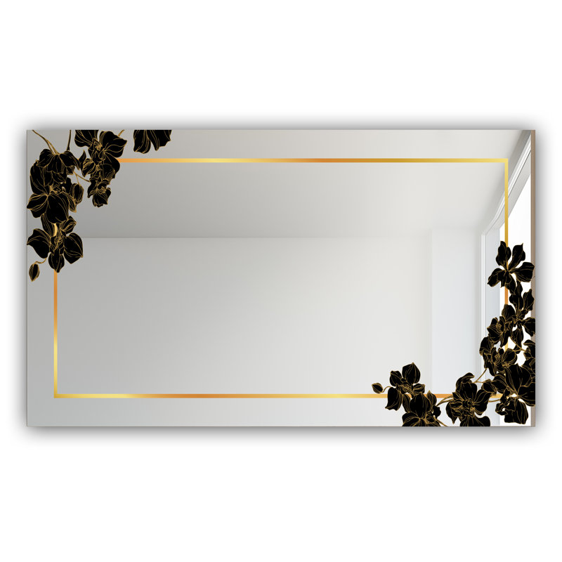 Miroir de salle de bain Glam, H 29,5 po x l 39,4 po, Obsidienne botanique