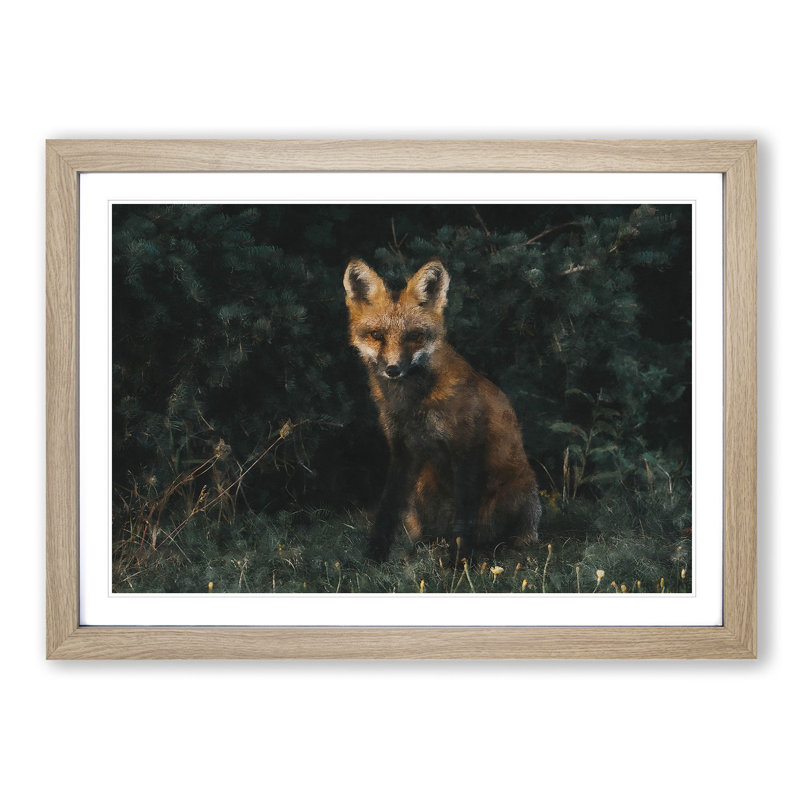 Portrait of a Fox - Picture Frame Painting Print, Oak Framed, 24cm H x 33cm W x 2cm D