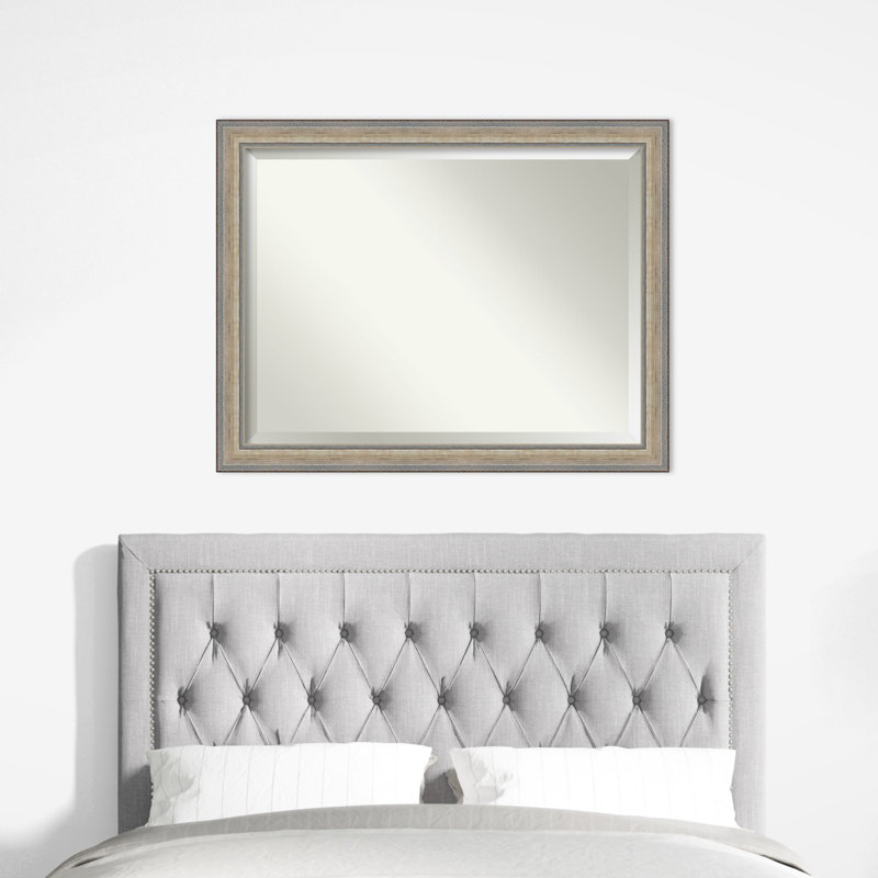 Carlianne Wall Mirror, 35.25" H x 45.25" W, Rectangle, Silver/Natural