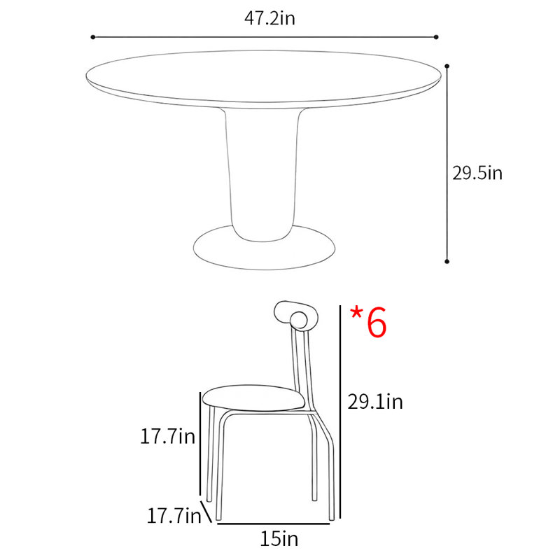 Modern fashion home round dining table sets, 29.5"H x 47.2"L x 47.2"W