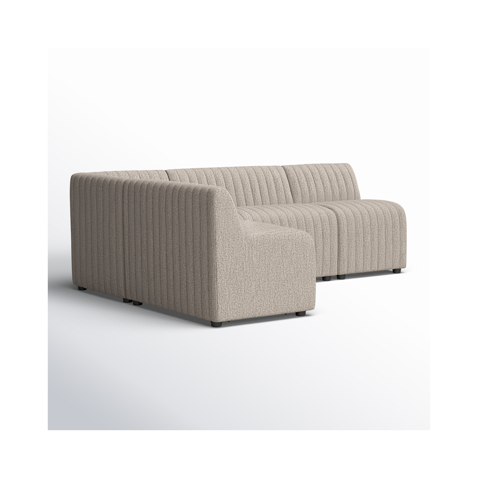 Brandt Modular Upholstered L-Sectional, Beige Polyester,  31.5" H x 91.5" W x 66.5" D